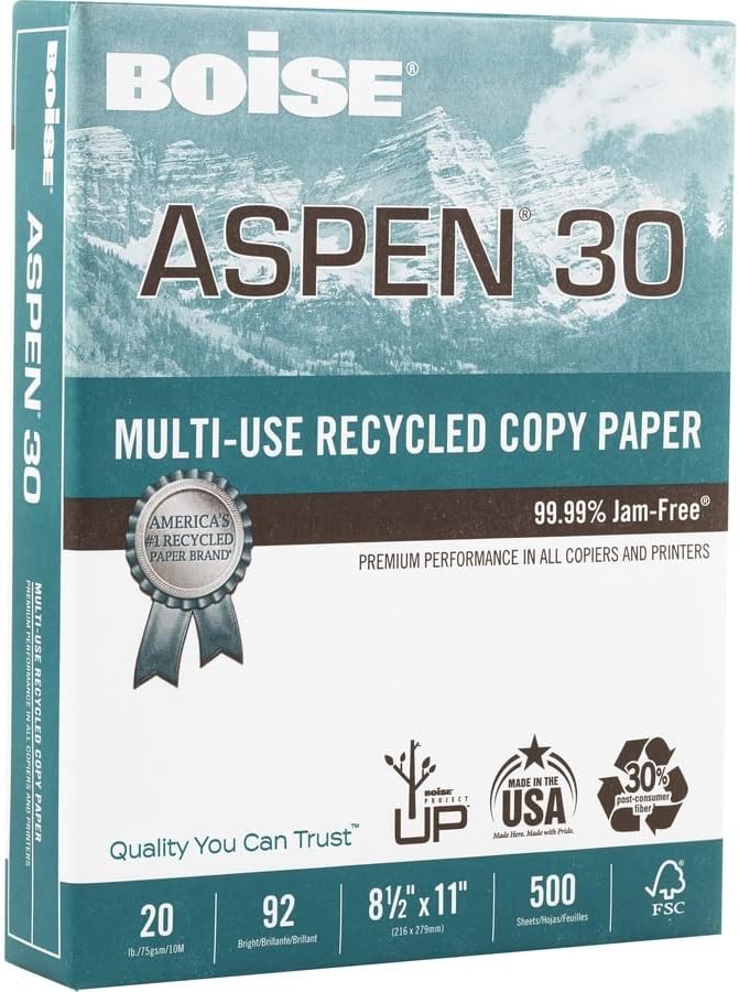 Copy Paper, Printer Paper, Premium Multipurpose Paper, Perfect for Use with Laser & Inkjet Printers, Copiers & Multi-Function Devices, Letter, 8-1/2" x 11", 92 Brightness, 20lb - 500 Sheets - 1 Ream - Amazon product rated Grade B