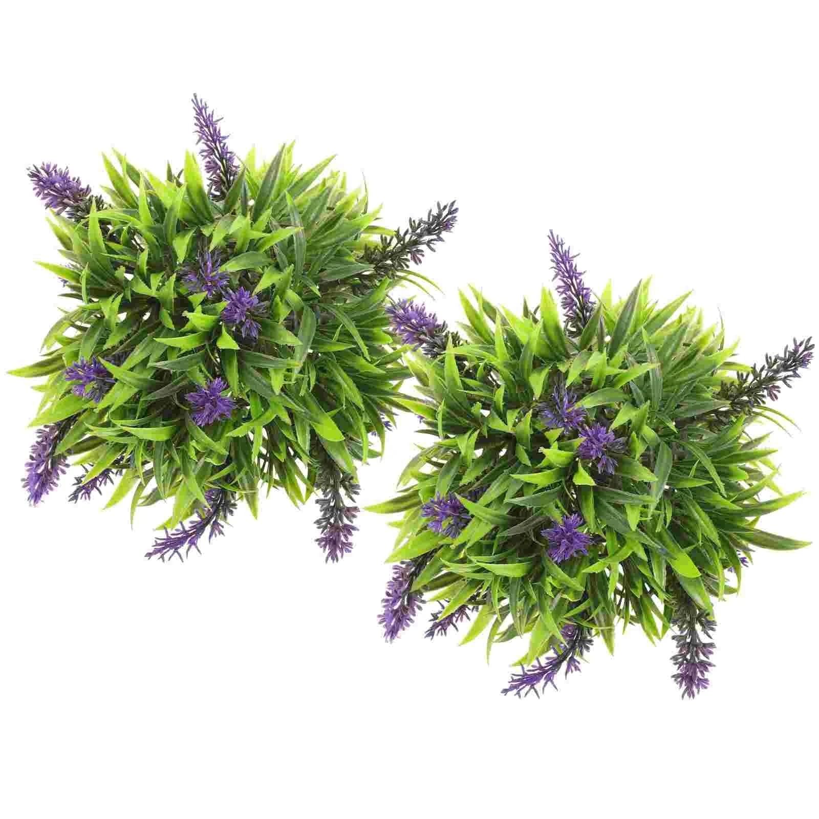 LNNXSZ Topiary Balls 2Pcs Simulated Lavender Hanging Ball Lawn Decorations Outdoor Indoor Plant Grass Moss Artificial Topiary Ball Office
