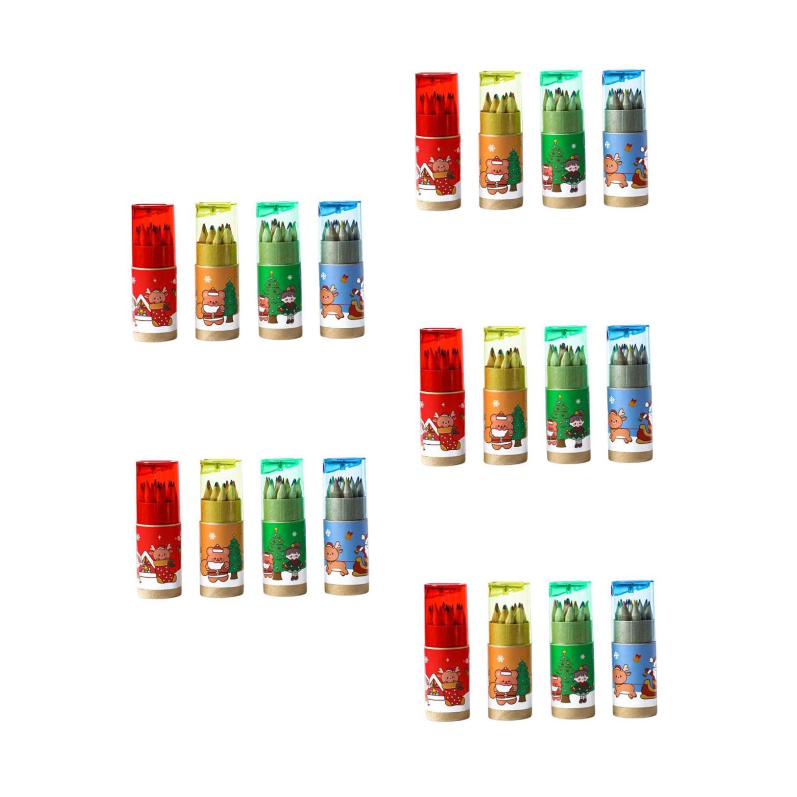 SHINEOFI 5 Series 12 Lápices De Lápices De Dibujo Navideños Con Goma De Borrar Aula Navidad De Preescolar Lápiz De Dibujo Lapiz Cajas Madera 4 Cajas*5