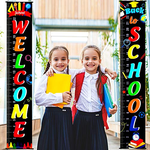 Back To School Decoration First Day of School Banner Welcome Bulletin Board Porch Sign 100 Day of School Classroom Banner Teacher Banner for Photo Props Kindergarten Pre-school Primary Classroom Decor