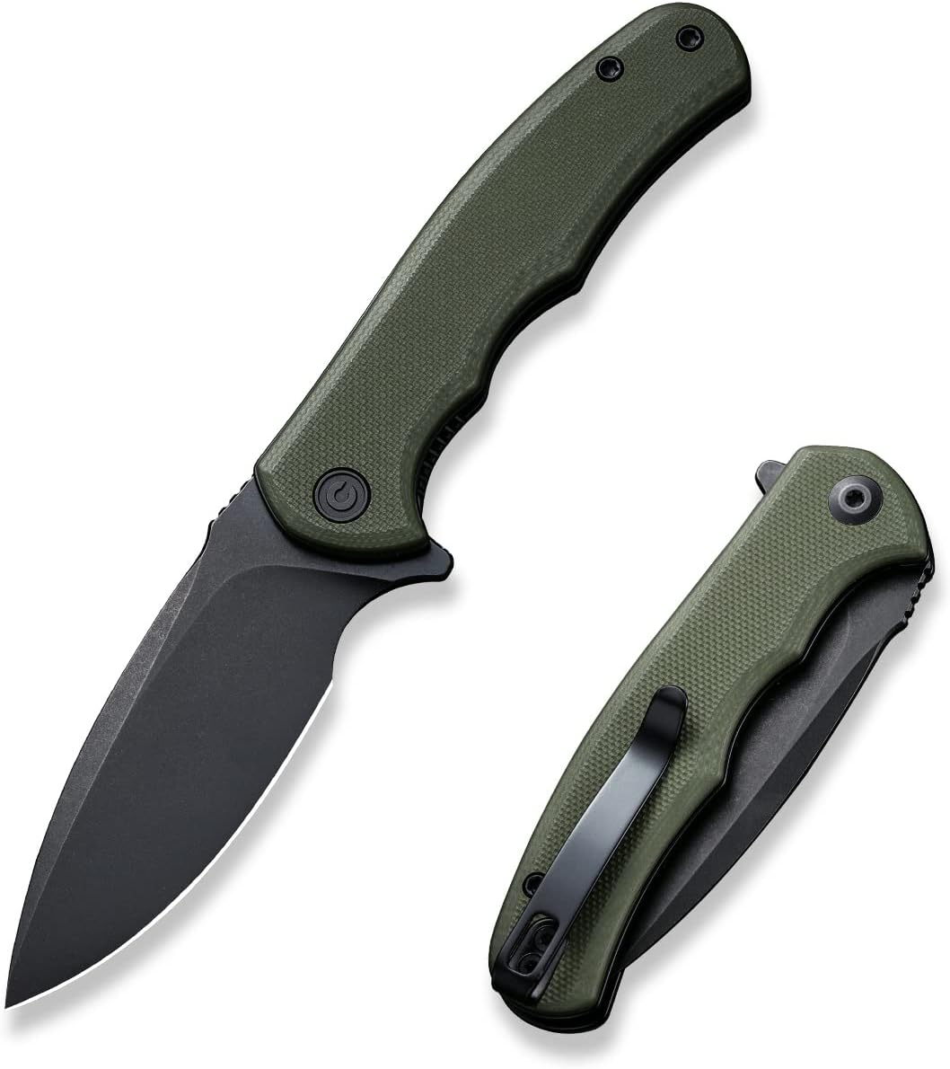 CIVIVI Mini Praxis Folding Pocket Knife, 2.98" D2 Steel Blade, OD Green | G10 Handle with Pocket Clip, Safety Liner Lock, Small EDC Knife for Camping Hiking Survival C18026C-1