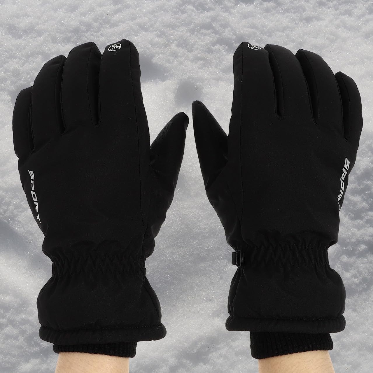 Winter Gloves for Men Touch Screen Cycling Gloves with Fleece Lining Durable for Outdoor Hiking Fishing Mountain Climbing Black