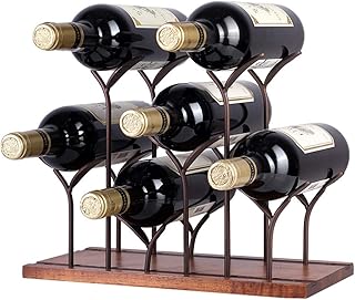 JIAJUZZ Stojak na 6 butelek z możliwością układania w stos, z litego drewna