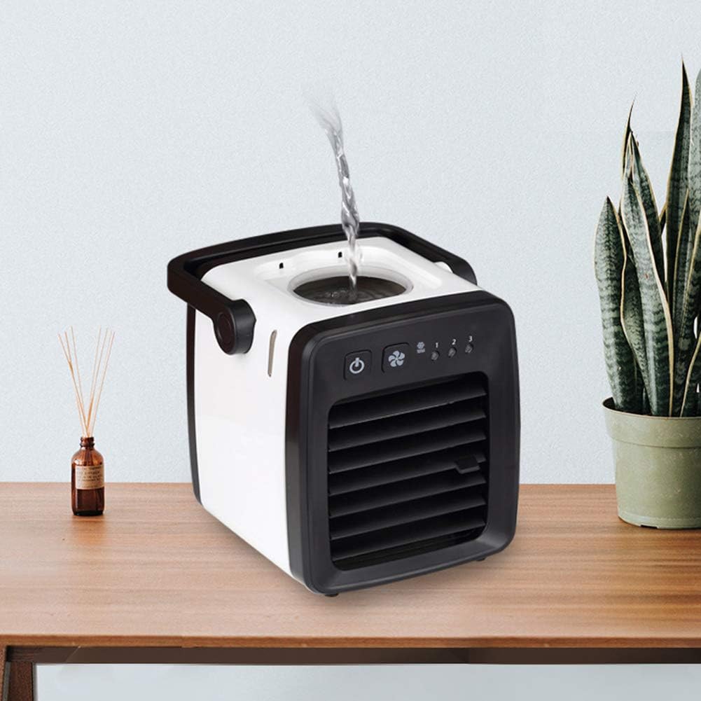 Mini Portable Air Cooler USB Personal Air Conditioner Refrigeration Cooler with Humidifier Silent 3 Fan Speeds for Home Office Bedroom Outdoor (Black)