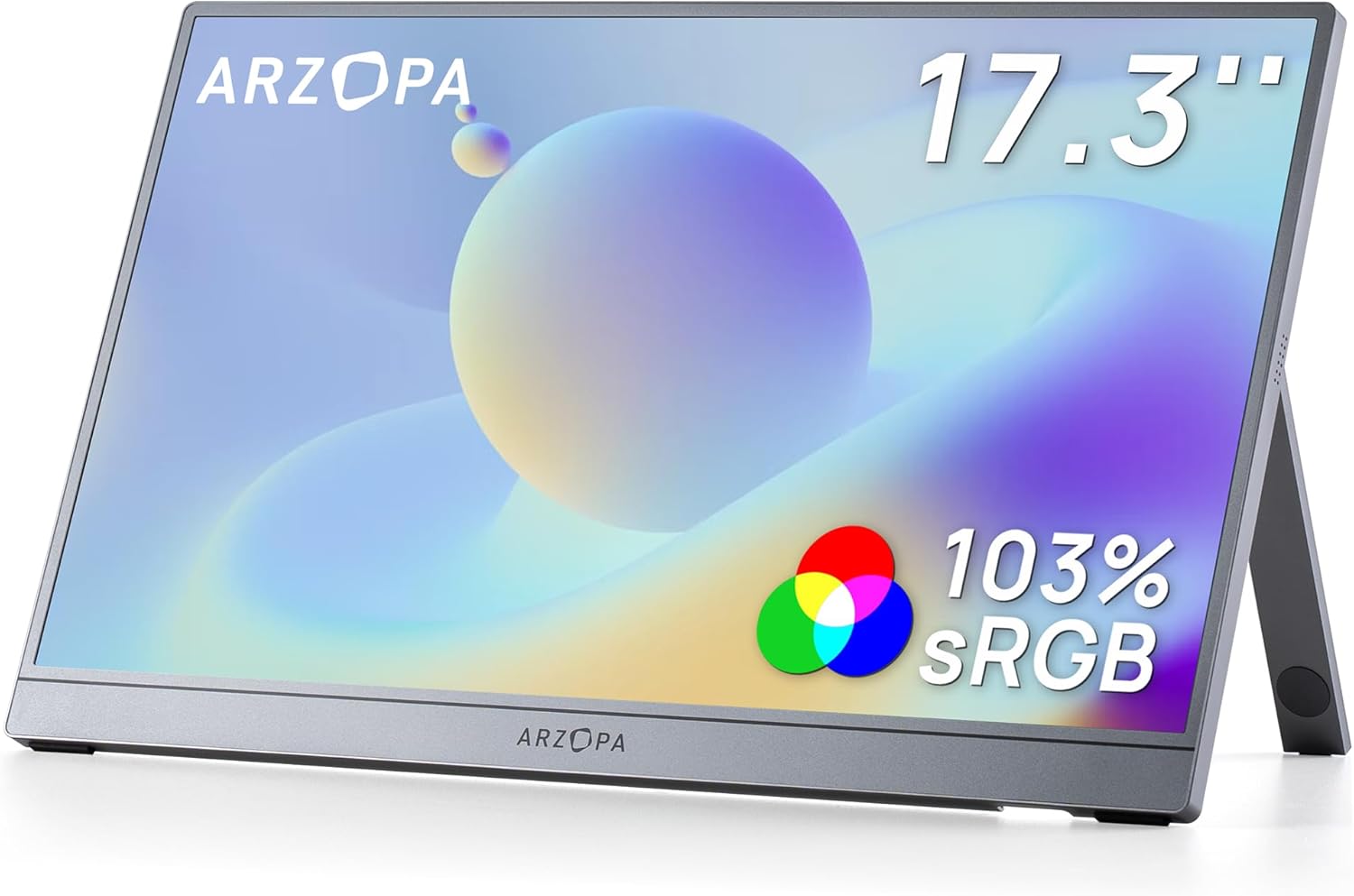 ARZOPA 17.3″ Portable Monitor Gray, 1080P FHD 103% sRGB IPS Gaming Monitor Laptop Monitor with Built-in Kickstand HDMI USB C External Screen for PC Mac Phone Xbox PS5 – Z1C Plus ARZOPA 17.3″ Portable Monitor Gray, 1080P FHD 103% sRGB IPS Gaming Monitor Laptop Monitor with Built-in Kickstand HDMI USB C External Screen for PC Mac Phone Xbox PS5 – Z1C Plus