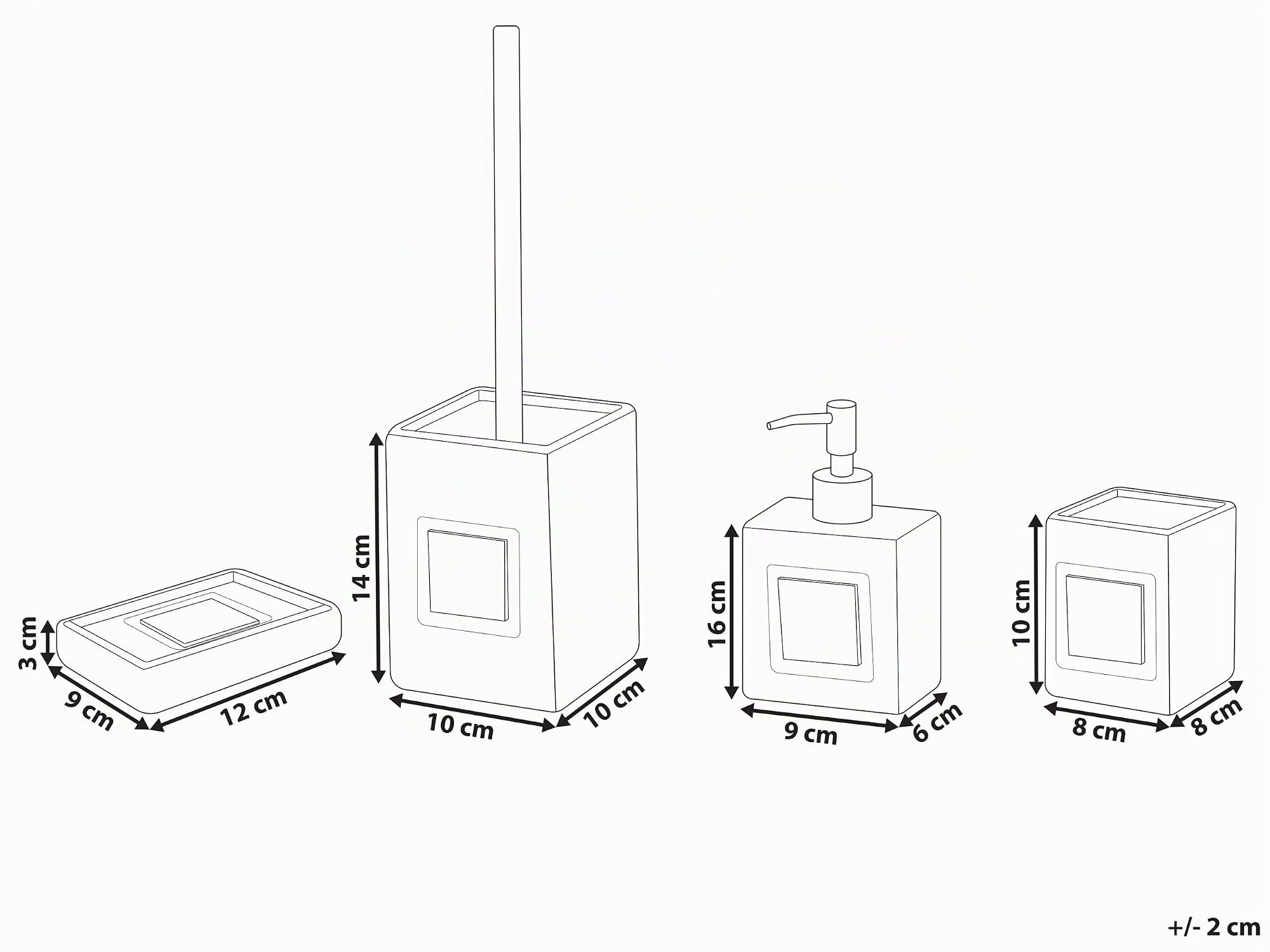 Badezimmer Set schwarz/Heller Holzfarbton 4-teilig Dolomit mit Aufschrift Kourou