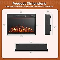 Vista 7 de RELAX4LIFE 23-inch Electric Fireplace Inserts - 750W/1500W Fireplace Heater w/3 Flame Color, Adjustable Crystal Brightness, Thermostat, 1-8H Timer &