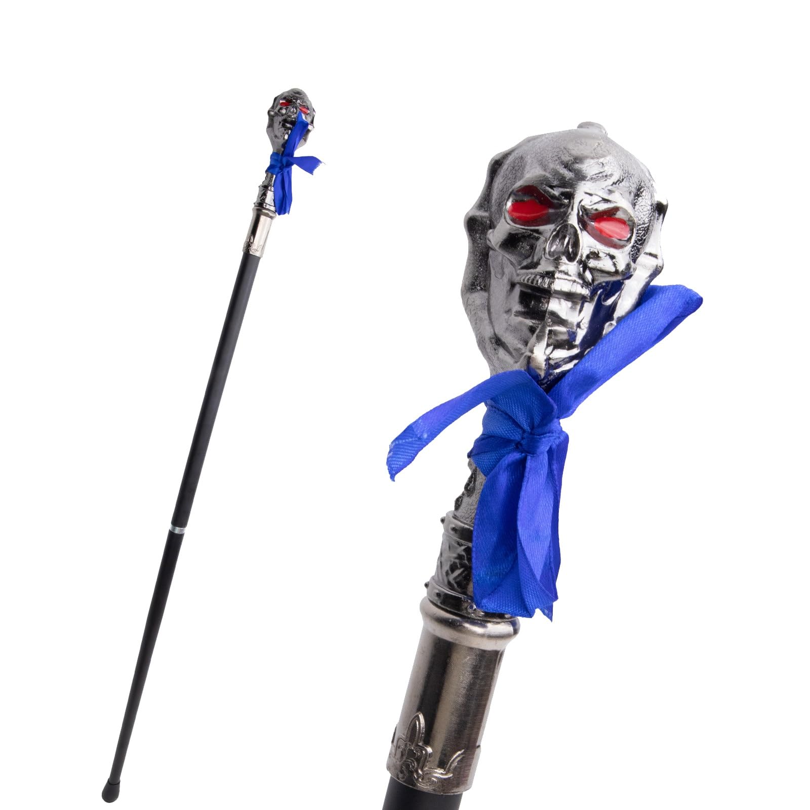 Bastón con Cabeza de Calavera de Ojos Rojos, Bastón de Lujo para Hombre y Mujer, Antideslizante Extraíble Cospaly Vintage Party 92 Cm
