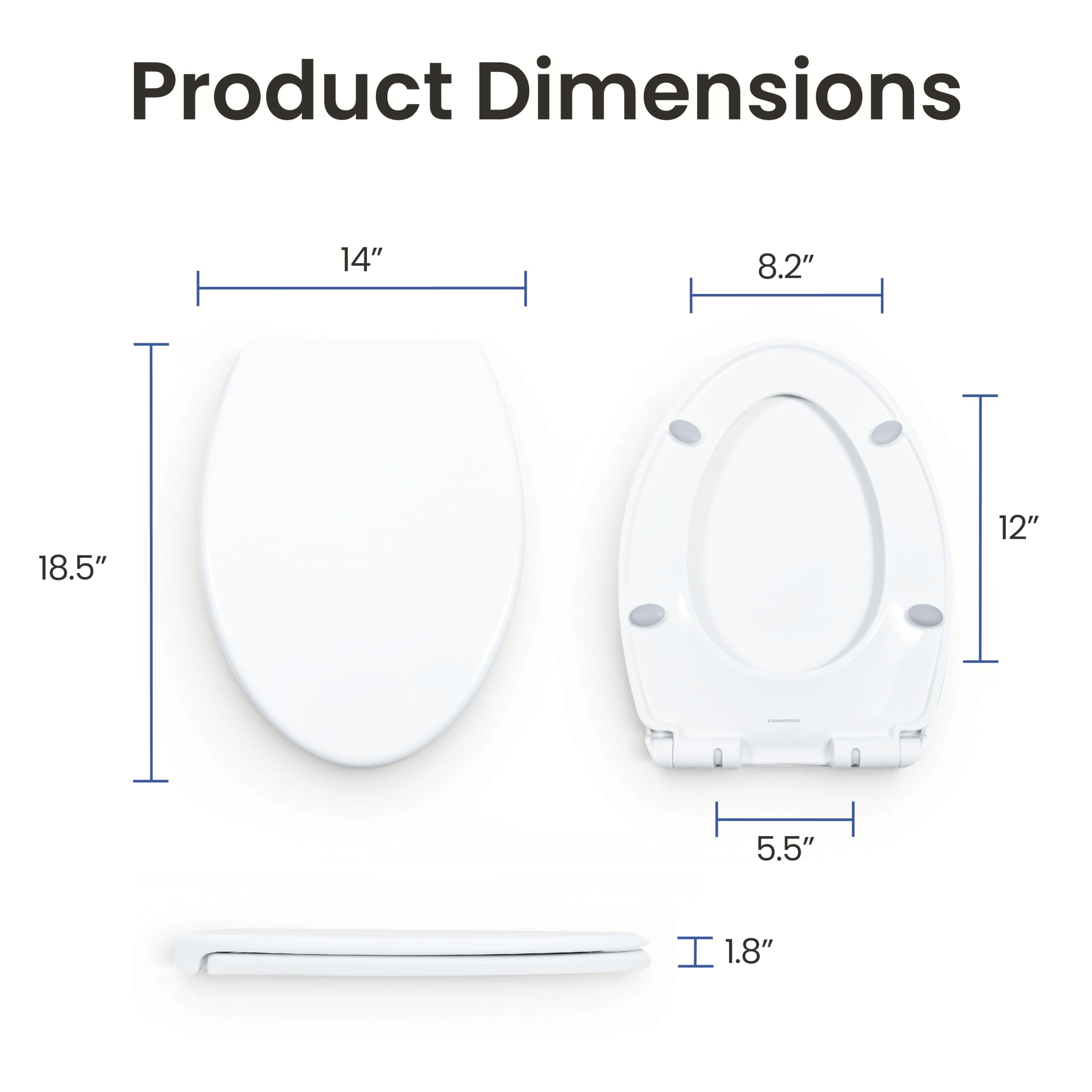 LUXE Bidet Luxe TS1008E Yavaş Kapanan, Hızlı Çıkarma Menteşeli ve Kaymaz Tamponlu Uzun Rahat Oturaklı Klozet Kapağı (Beyaz)