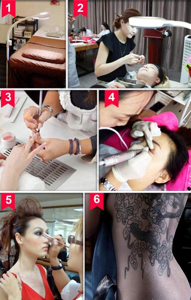 Lampa LED z lupą, 8-krotna stojąca na podłodze lupa Lupa bezcieniowa Kosmetyczne oświetlone narzędzia do manicure w salonie Tattoo Salon Spa (kolor: z kołem pasowym) Safehappy
