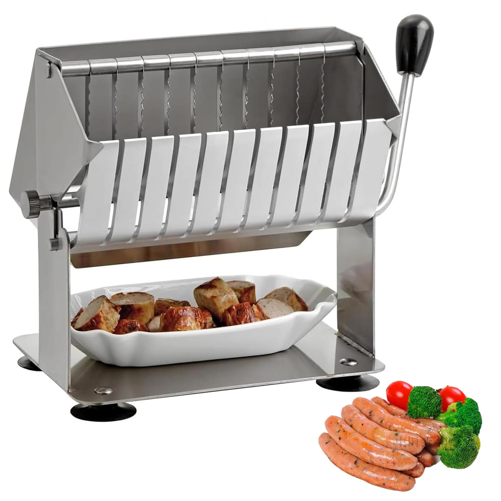 KJZQXYX Premium Sausage Guillotine Slicer - Adjustable Thickness 8.5mm/17mm for Perfectly Slicing Chorizo, Pepperoni, Salami & Dried Meats - Ideal for Charcuterie Boards (17mm)