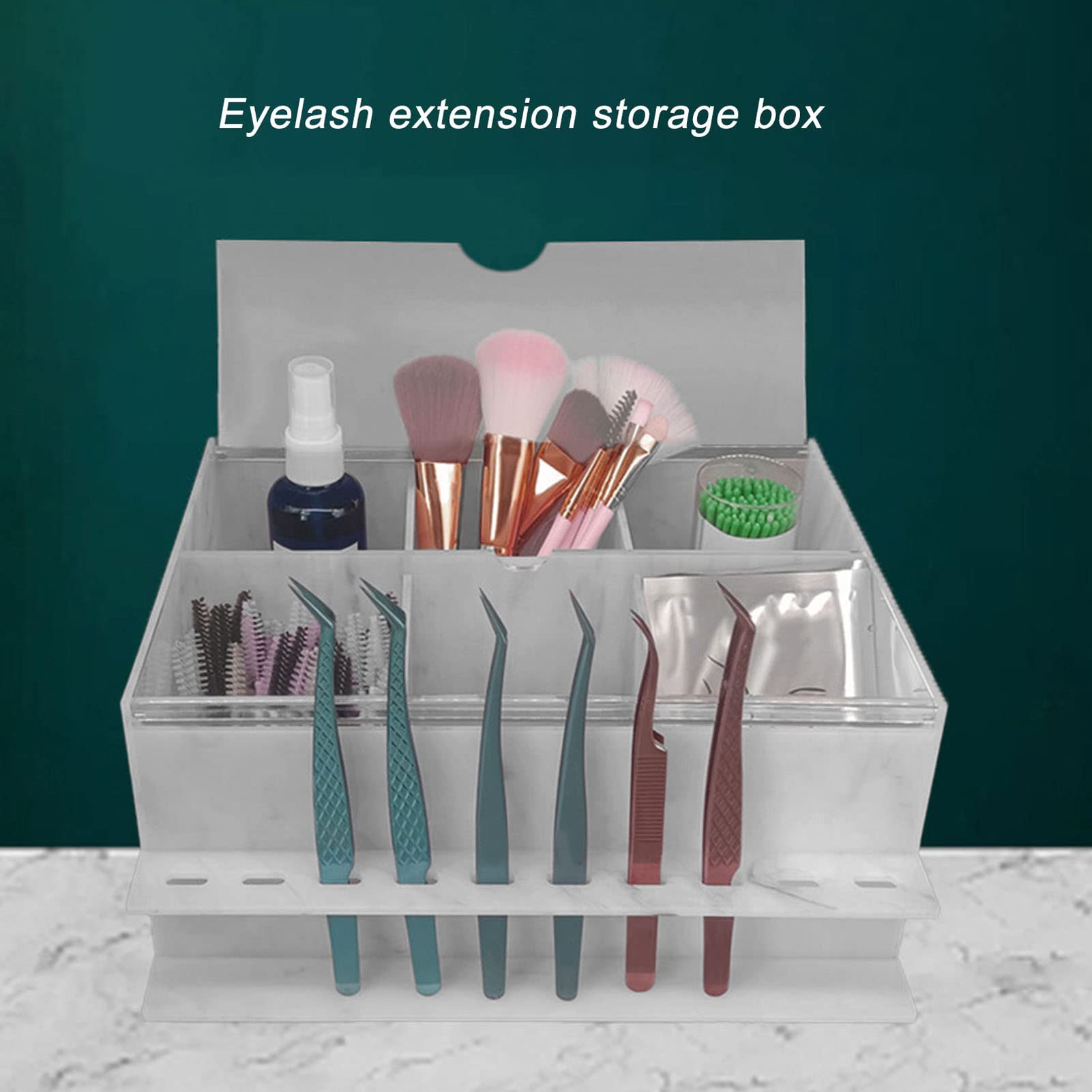 Tissting Boîte de Rangement de Maquillage en Acrylique, 10 Trous, étui D'accessoires de Greffe de Cils, Organisateur de Cosmétiques, Vitrine Cosmétique Anti-poussière pour Magasin à Domicile(Blanc)