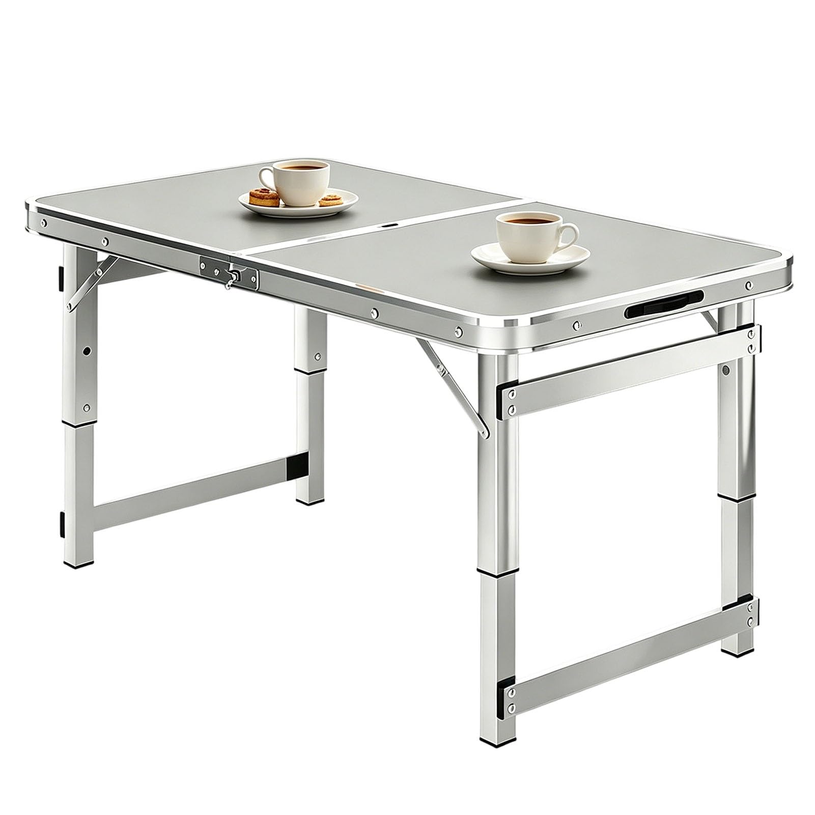 Tavolo laterale per griglia da pranzo - Tavolo da campeggio pieghevole per esterni con altezza regolabile, tavolini su cavalletto - Tavolo compatto per campeggio, picnic e viaggi(Gray,180cm/5.9ft)