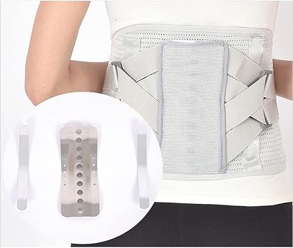 Self-Heating Back Brace for Lower Back Pain Relief Lumbar Support Belt with 3 Removable Lumbar Pads and Support Plates Women Men Sciatica Scoliosis Herniated Disc Breathable Grey (Size : L/Large)