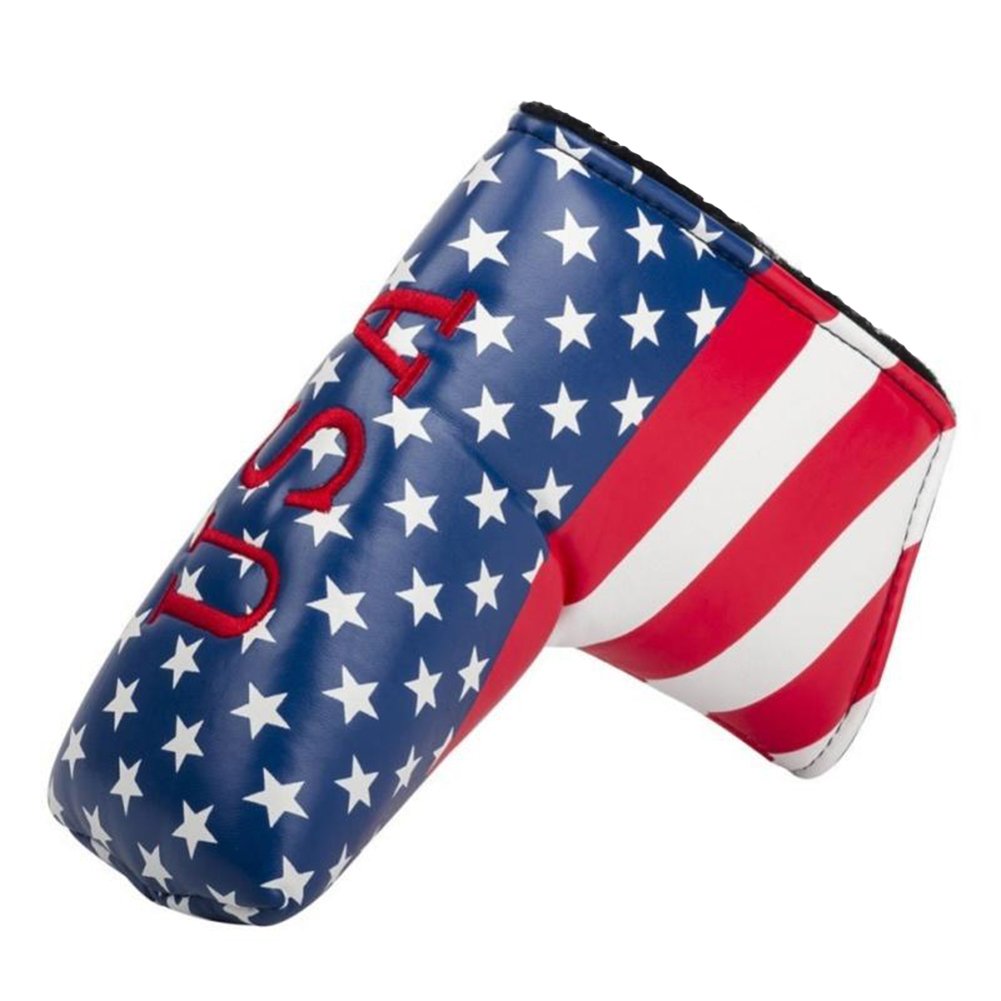 DBYAN Golf Putter Head Covers Headcover American USA Stars & Stripes Flag Patterned Design for Blade Scotty Cameron Taylormade Ping Titleist Odyssey