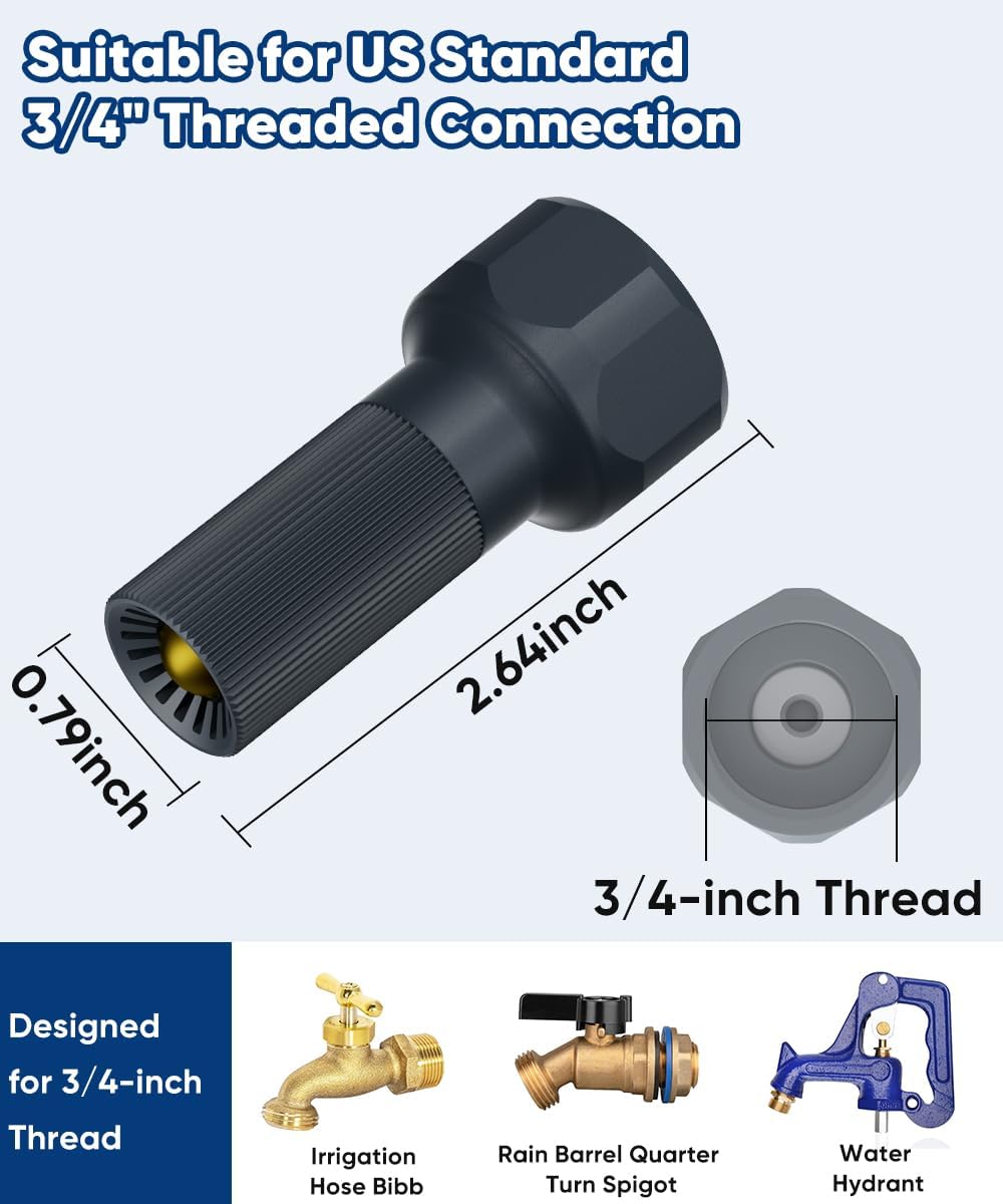 3/4-Inch Thread Faucet Freeze Protection Valve, Freeze Proof Faucet Cover for Outdoors, Winter Frost Proof Auto Temperature Control for Garden, Lawn & Yard Spigot, Black, 4 Pack