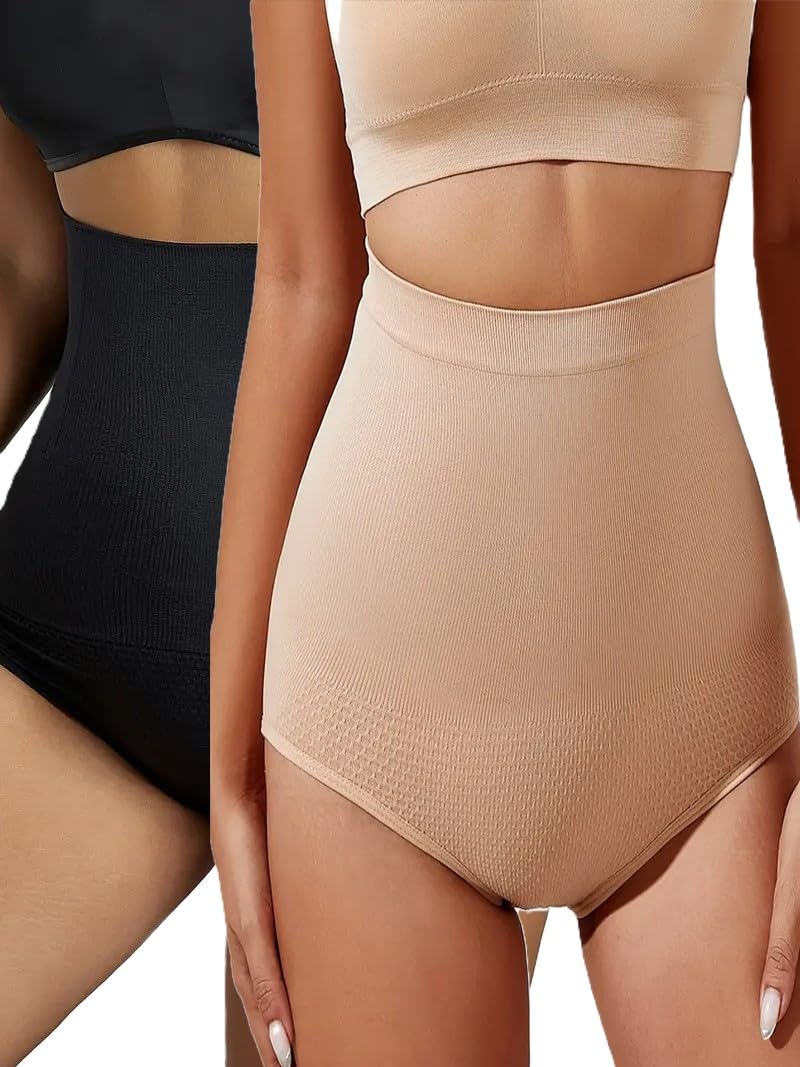 TQ 2 pc High Waist Shaping Panties, Tummy Control Compression Panties, Solid-image-10