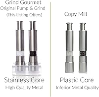 Vista 3 de Set de molinillo de sal y pimienta Grind Gourmet, molinillo de pimienta original de presionar y moler recargable, molinillo de pulgar moderno