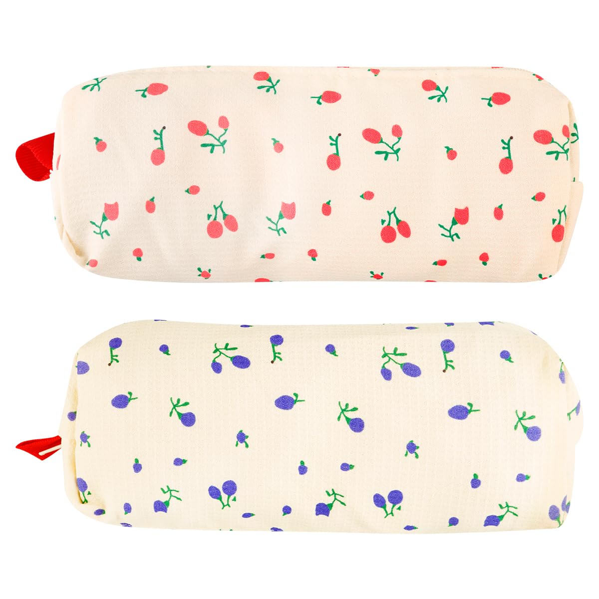 Lotsdonxia 2PCS Canvas Large Capacity Pencil Pouch INS Style Simple Small Broken Flowers Stationery Organizer Bag for School, Office Organize Rulers, Erasers and Pens（2 Colours）