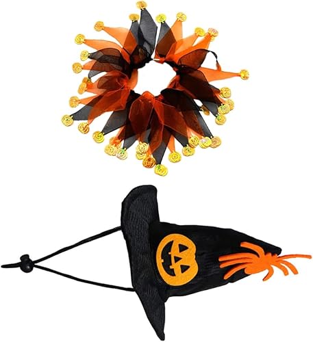 NOLITOY 1 juego de sombrero, bufanda, traje de perro pequeño, sombrero de mago para mascotas, disfraz de Halloween, gato, bufanda de perro, disfraz