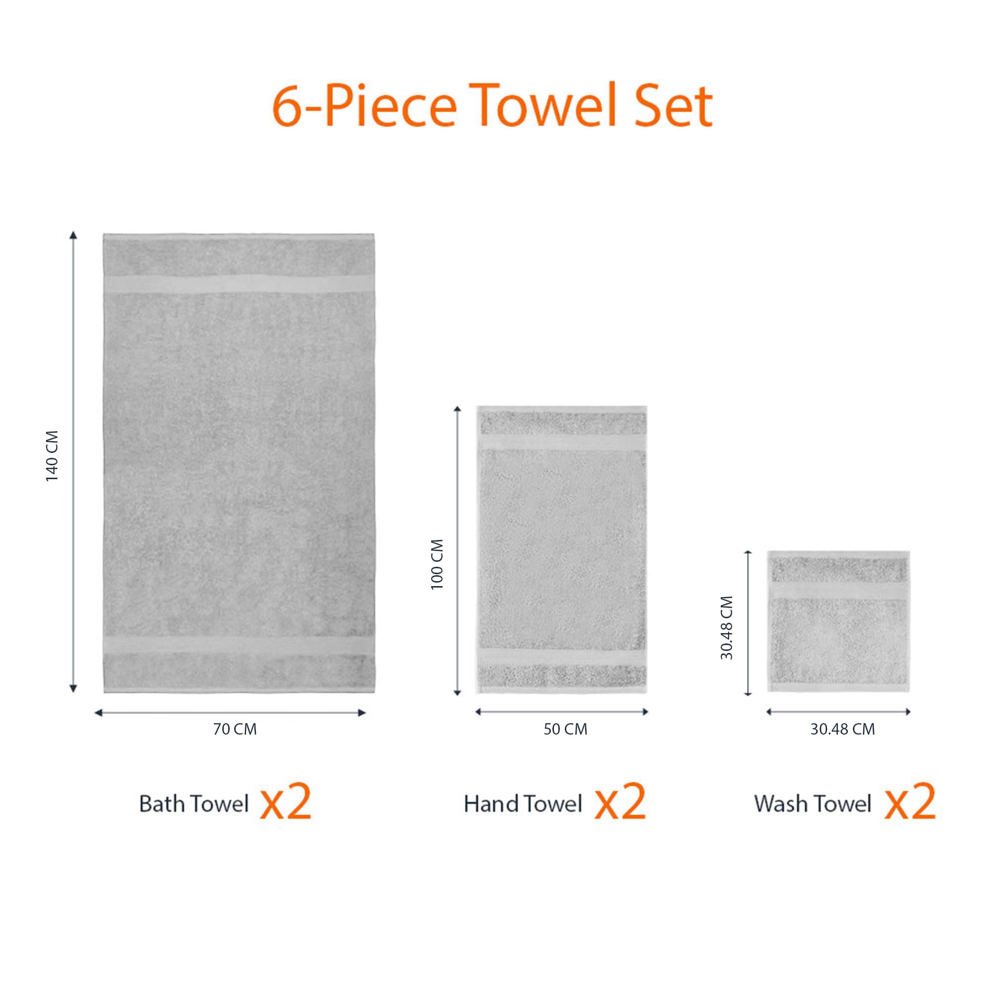 Amazon Basics Set Asciugamani Bagno Spugna 100% Cotone 2 Teli + 2 Viso + 2 Ospite, Grigio, Confezione 6 Pezzi