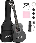 VEVOR Classical Guitar, 38 Inch, Wood Classical Guitar Starter Kit for Beginners, with Nylon Strings, Gig Bag, Strap, Tuner, Extra Strings, Picks, Capo, Basswood, for Teenagers Adults Students, Black
