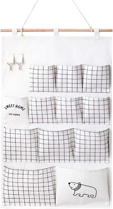 Amazon ウォールポケット ドア掛け 壁吊り下げ 収納バッグ 12ポケット ローゼットオーガナイザー 寝室 浴室用 部屋 キッチン 玄関 小物入れ 新聞紙 ドア吊り下げバッグ雑貨収納バッグ 掛けバッグ 田園風 ウォールポケット オンライン通販