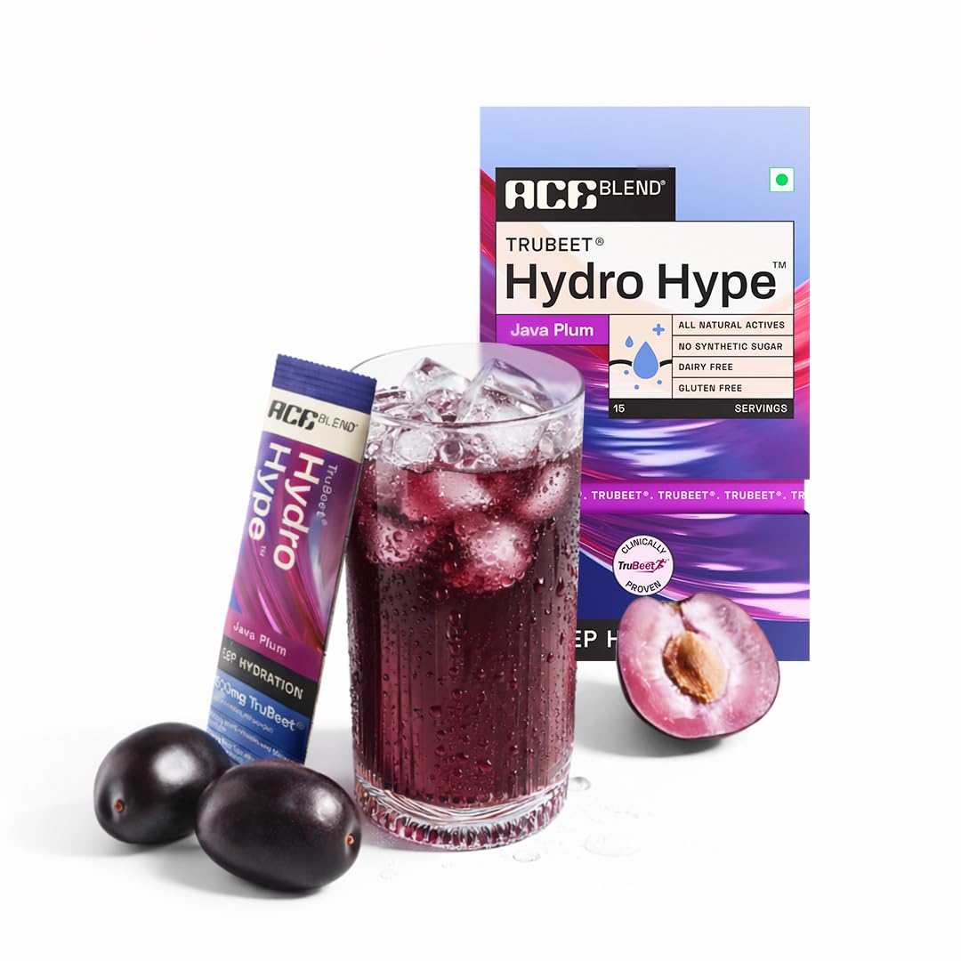 Ace Blend Hydro Hype (15 Sachets) | Energy & Blood Flow | Instant Hydration | Full-Spectrum Electrolytes | 100% Natural Beetroot Extract with Multi Vitamins & Minerals | Java Plum