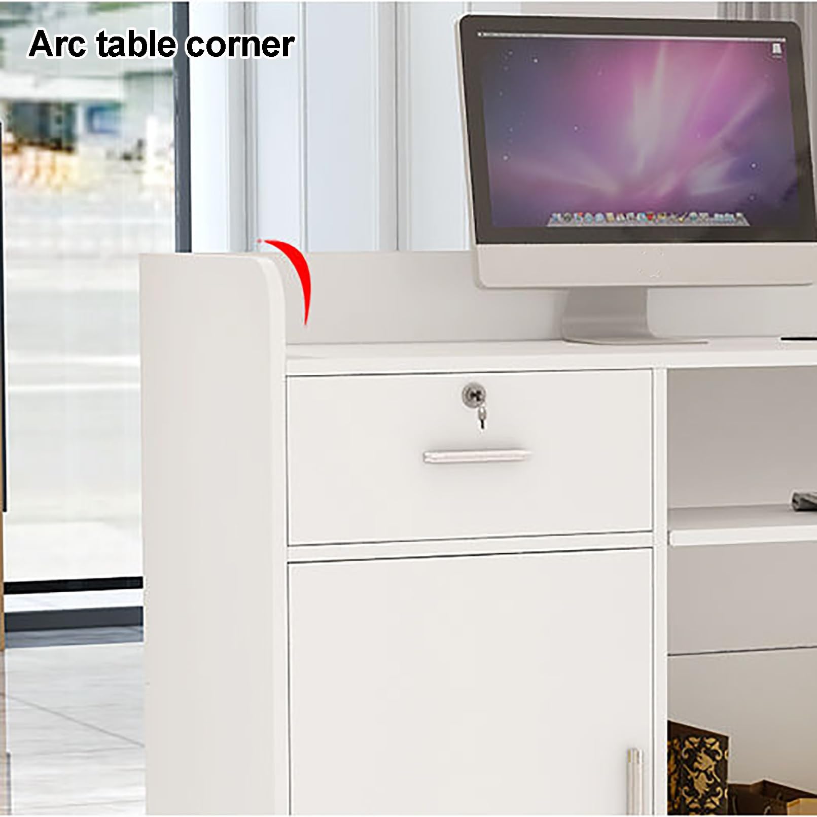 Empfangstheke, Laden-Theke, Verkaufstheke Mit Abschließbare Schubladen, Verkaufstisch, Kassenschalter, Büromöbel, Rezeptionstheken, Empfangstresen, Für Klinik，Salon, Lobby(Color:B,Size:100x40x92cm)