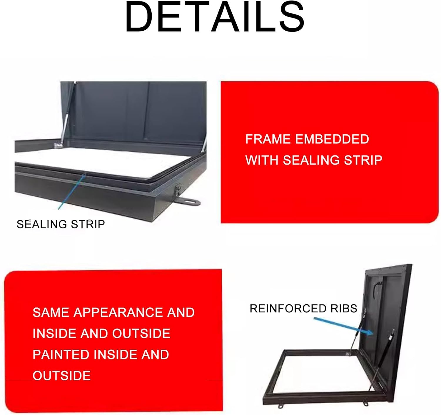 Roof Access Hatch Security Door, Galvanized Powder Coated Steel Roof Hatch, for Residential Buildings, Commercial Buildings, Industrial Plants, Maintenance Hatch(75 * 75cm/29.5 * 29.5in)