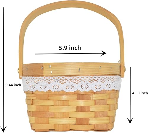 Miniatura 2 de Cesta de flores para niña, cesta de flores de madera, cesta de flores tejida para boda, cesta de niña de flores y decoraciones para el hogar.