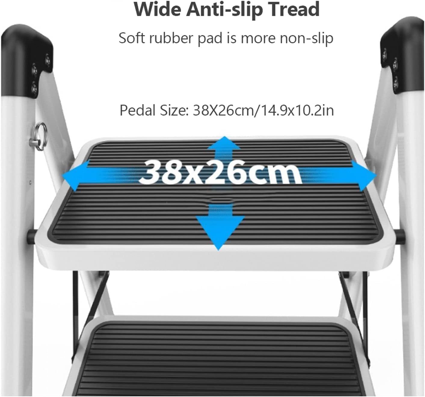 Folding Ladder Carbon Steel Loft Ladder with Folding Handle and Non-slip Step Ladder 4 Steps Stool for Home and Outdoor Work