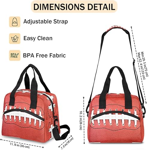 Miniatura 2 de Bolsa de almuerzo aislada para mujeres y hombres, color rojo, para deporte, fútbol americano, reutilizable, bolsa enfriadora para el almuerzo, bolsa