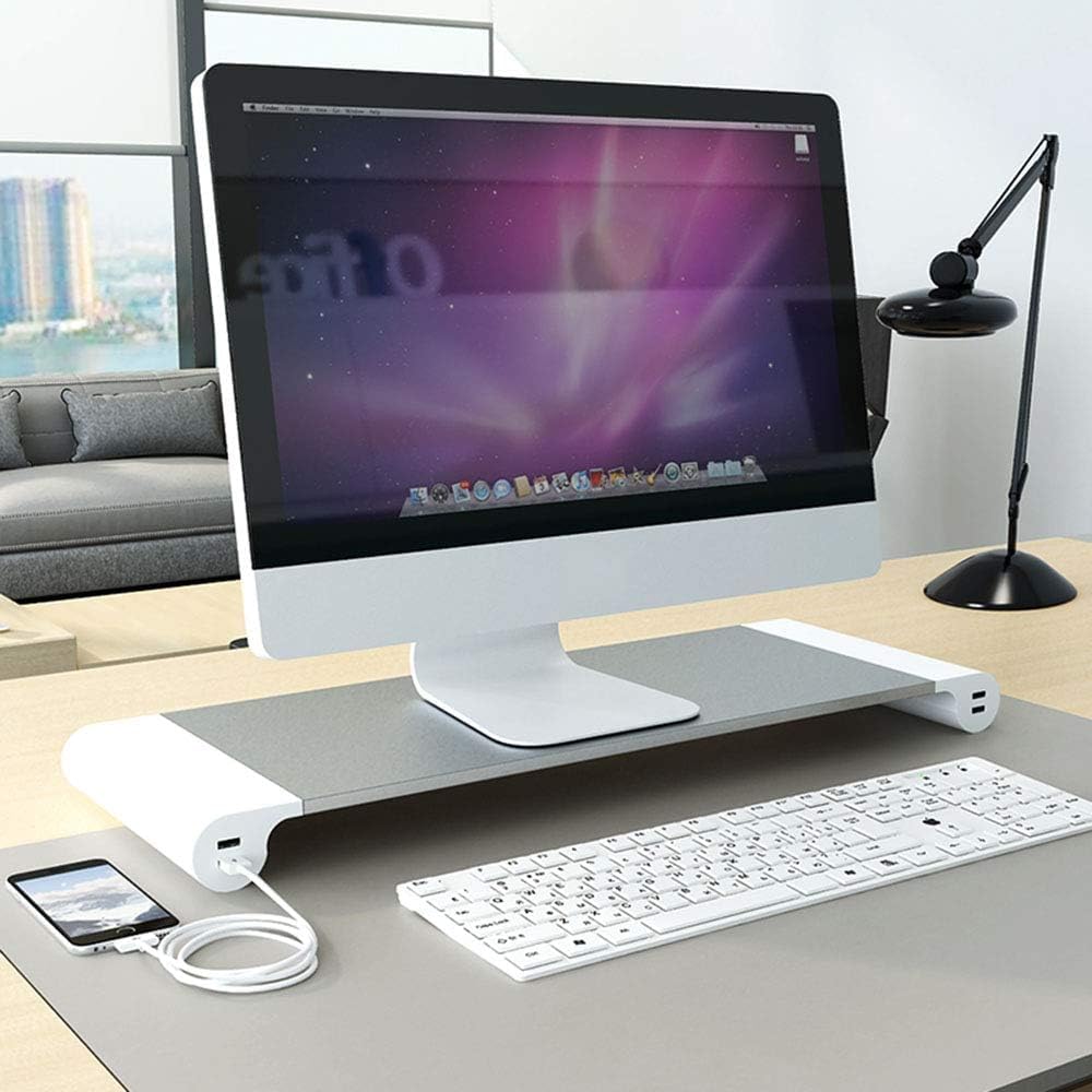 JELLEX Monitor Space Bar Stand for iMac, Mac, PC, Aluminum Monitor Stand Rack Space Bar with Keyboard Mouse Storage and 4 USB Charging Ports for Laptop MacBook iMac PC and More (White) (B0CJNYJ5HV) Amazon Price History, Amazon Price Tracker