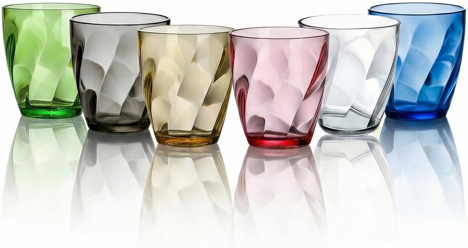 4 PCS Colored Plastic Drinking Glasses Set, Reusable Clear Acrylic Glasses Drinkware, Unbreakable Water Tumbler, Stackable Drinking Cups, BPA Free, Dishwasher Safe（6pc-300ml/16oz）