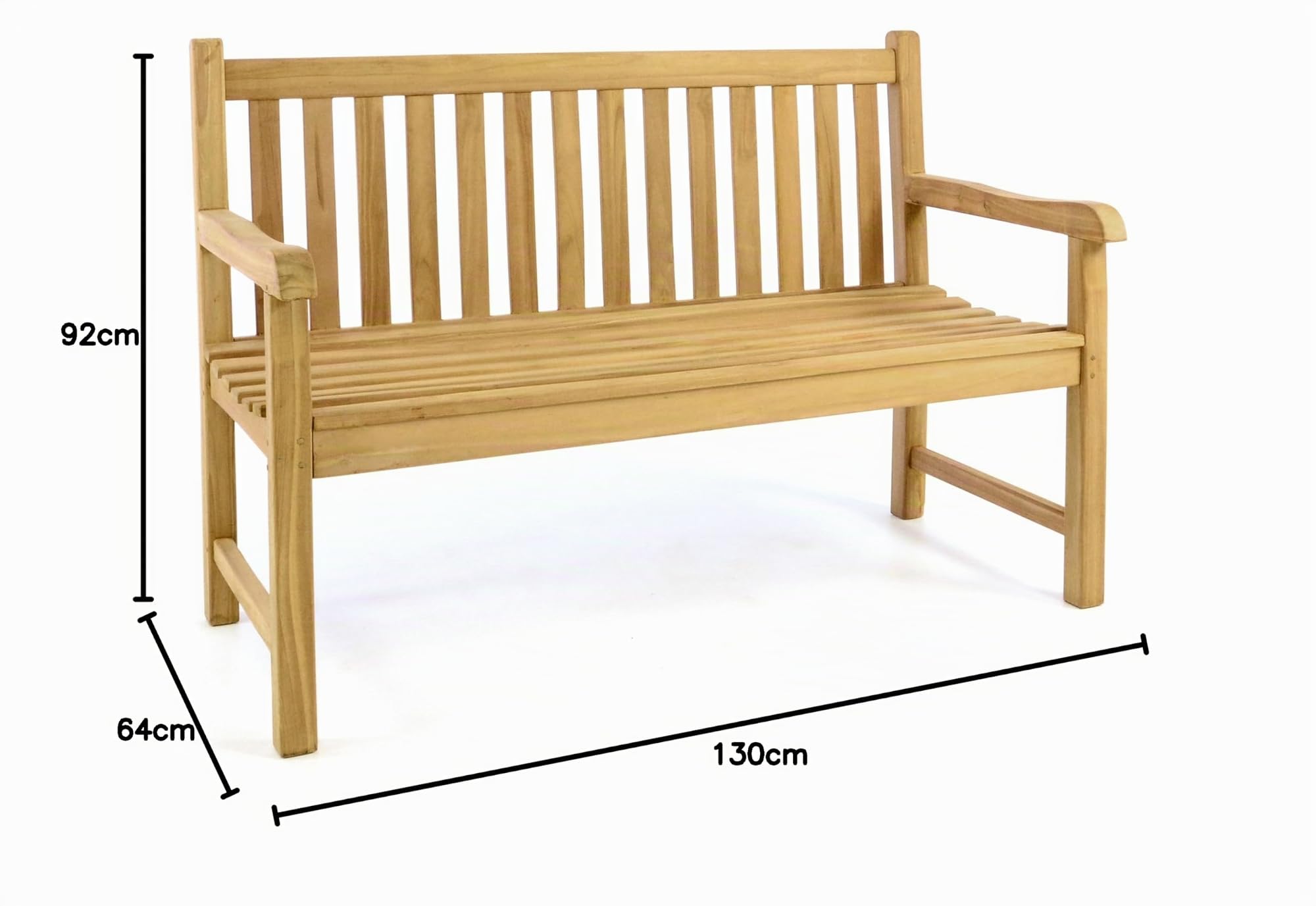 Divero 2-Sitzer Gartenbank Rimini aus Teak-Holz, behandelt – Farbe: Braun