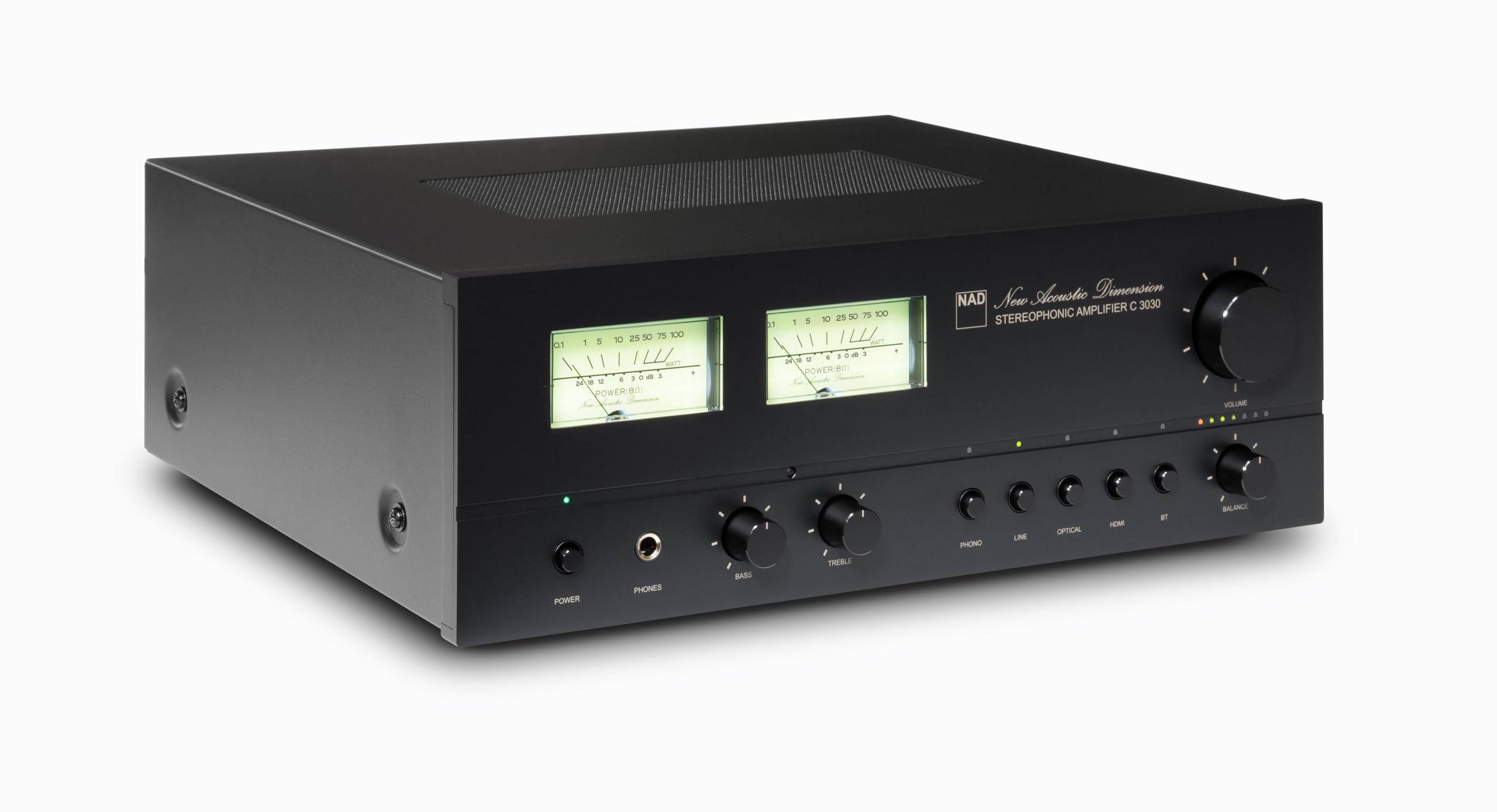 NAD Amplificatore stereo integrato C3030 - Amplificatore ibrido digitale da 50 W x 2 con DAC PCM5242, stadio phono MM, HDMI eARC, Bluetooth aptX HD e Dual VU Meters
