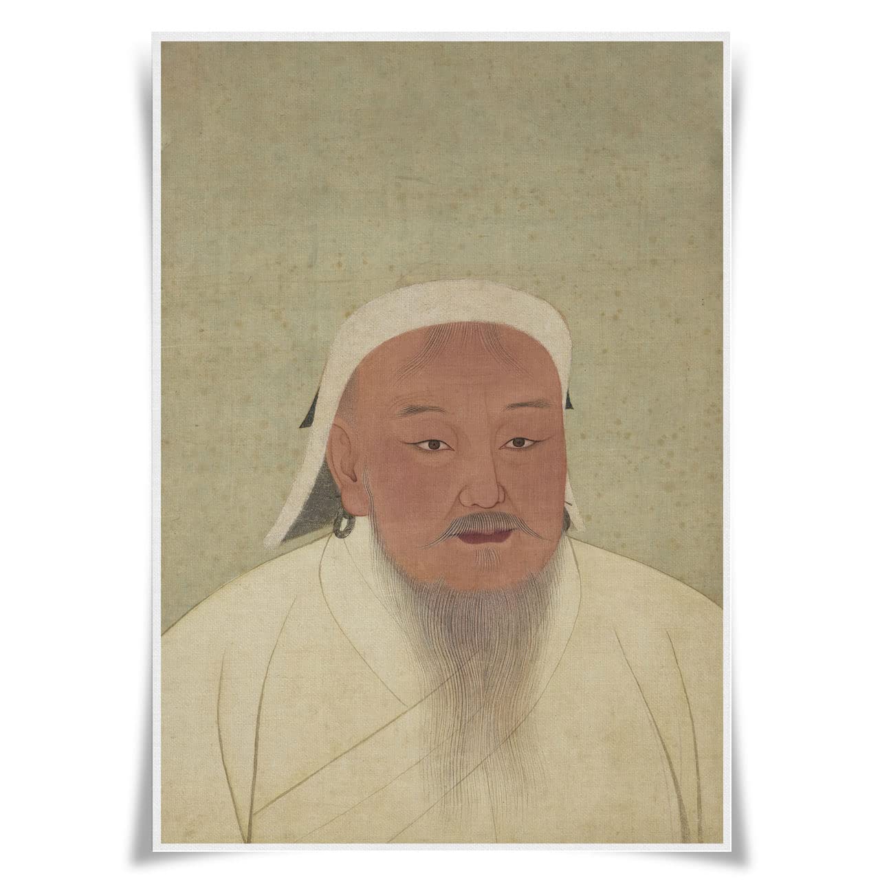 Nice Captain Portrait of 99 Great Kings, Queens and Rulers of the World Poster Fabric Material Print Fine Art Decor (Genghis Khan)
