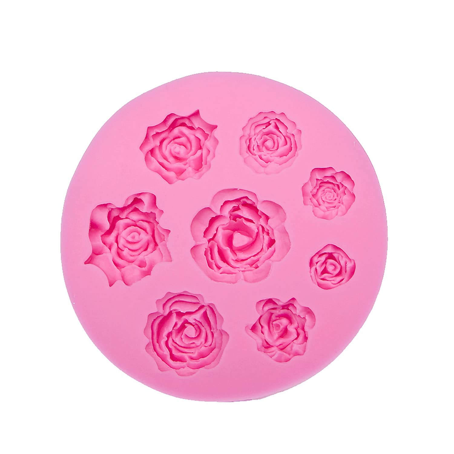 AMZTOART 1pc Rose Flower Silicone Molds for Cake Decoration, Non Stick Fondant Mold for DIY Chocolate Candy Cookie Cupcake Jelly and Polymer Clay (0049)