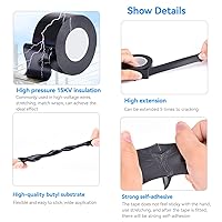 Vista 4 de 2 cintas de butilo de 15 pies, cinta aislante impermeable para fontaneros, cinta adhesiva de sellado flexible para reparar el circuito, color negro
