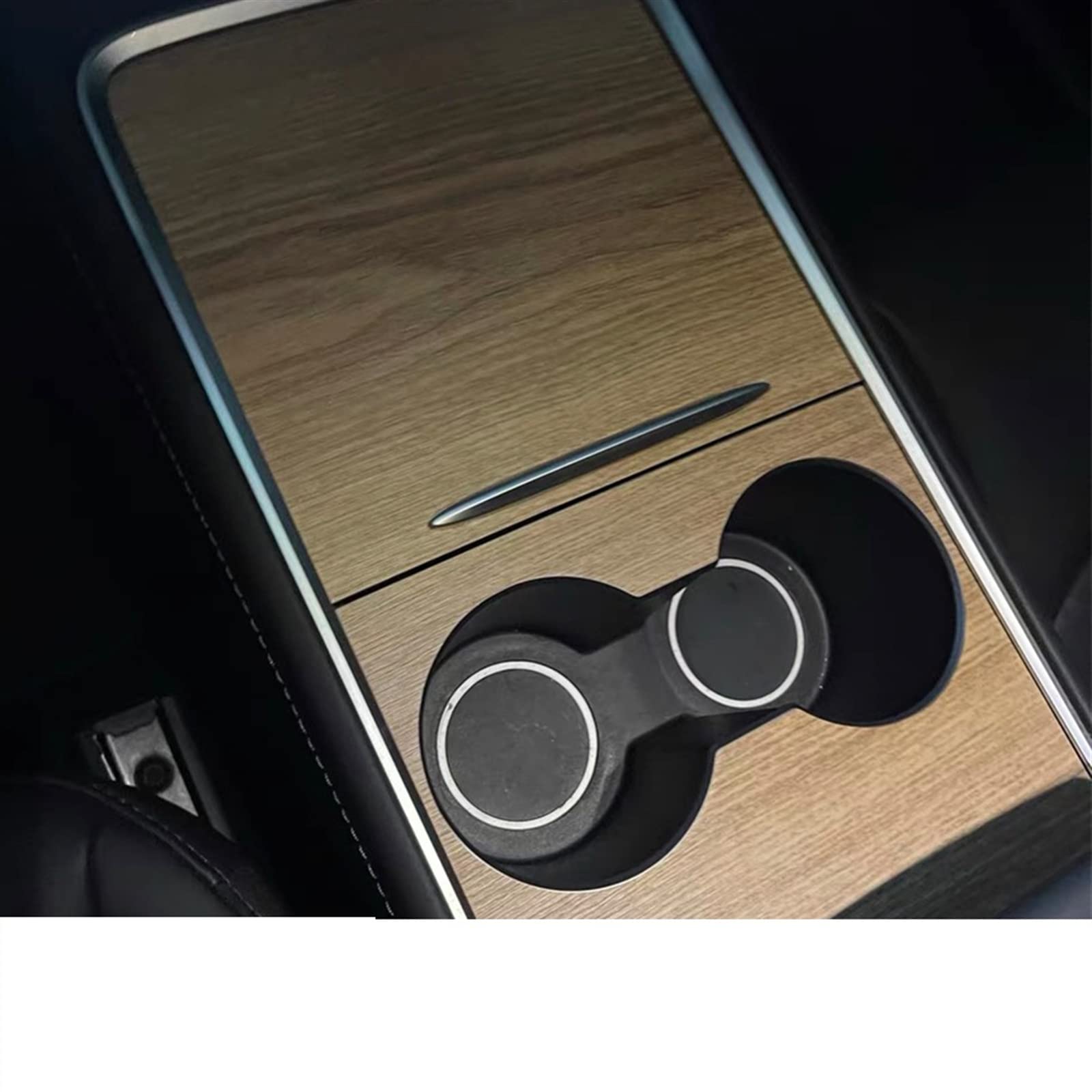 Qibbei 2 Central Control Panel Sticker Wood Grain Interior Console Accessories Trim For Tesla Model 3 Y 022(2)
