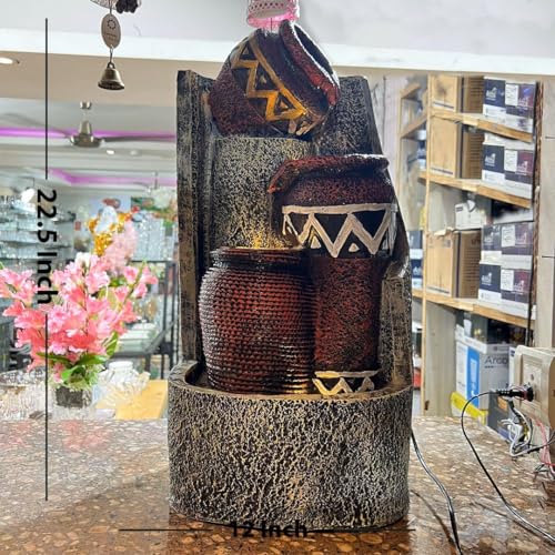 Image of Swarnhouse Decorative Water Fountain with LED Light, 2 Feet, Indoor Tabletop Waterfall for Home Office Garden (Article 2)