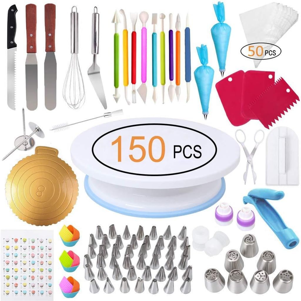150pcs Piece Cake Turntable Set Flower Mounting Mouth Sugar Flipping And Baking Tool