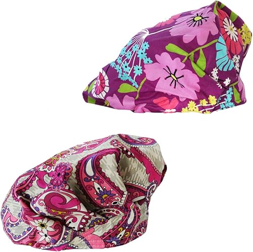 JoyRing 4Pcs Bouffant Scrub Caps Adjustable Surgical Working Cap Men and Women N