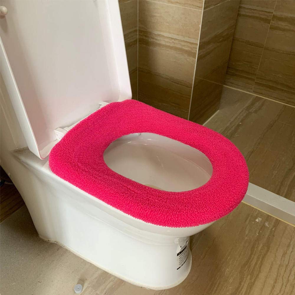 XINDUO Soft Thicker Warmer Toilet Seat Cover Pads,Universal thick plush toilet seat-Rose red,Washable Toilet Seat Cushion