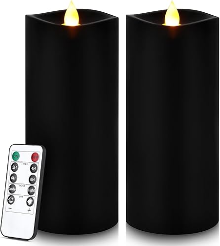 Miniatura 1 de Enpornk Velas sin llama de 7 x 3 pulgadas, velas LED de llama móvil parpadeante, velas que funcionan con pilas con control remoto y temporizadores,
