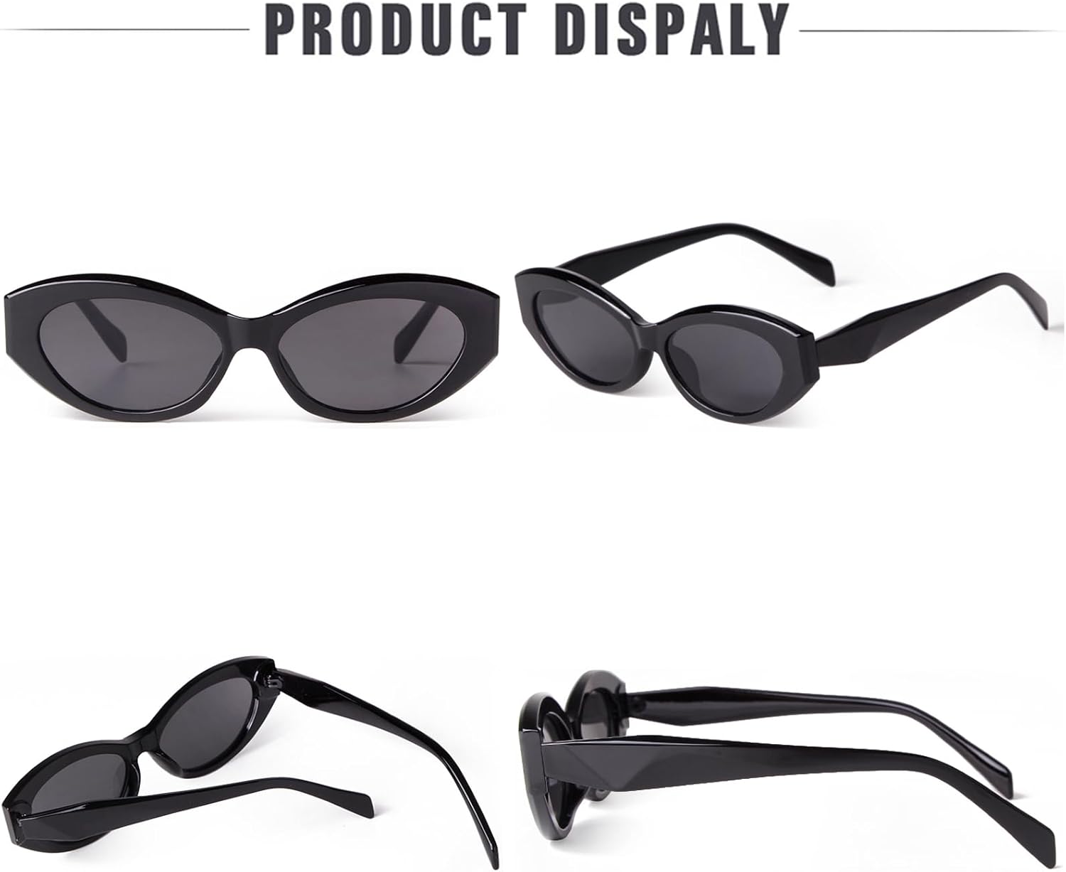SORVINO Retro Oval Sunglasses for Women Men Narrow Skinny Sunnies Black Shades - Image 7