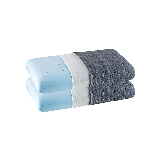 The White Willow Set of 2 Memory Foam Cooling Gel Orthopedic Bed Pillow for Sleeping Suitable for Back Sleeper, Side Sleeper & Stomach Sleeper with Cover (22″ L x 15″ W x 4″ H Inches)- Grey at Rs. 1999