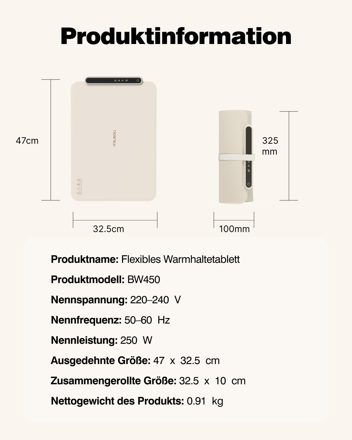 iTRUSOU Warmhalteplatte für Speisen, Speisenwärmer aus Nano-Silikonmaterial, faltbar, tragbar