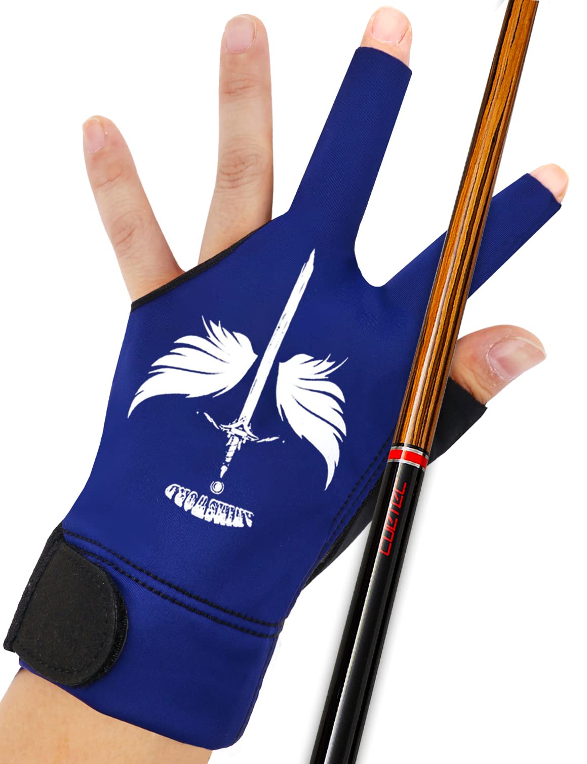 ANIMSWORD Breathable and Comfortable Billiard Pool Gloves Fits on Left Hand or Right Hand 3 Finger for Snooker Cue Sport Glove.